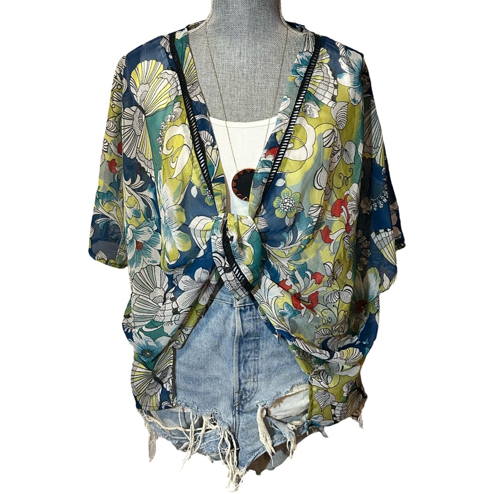 Angie Butterfly Floral Sheer Kimono - Picture 2 of 5